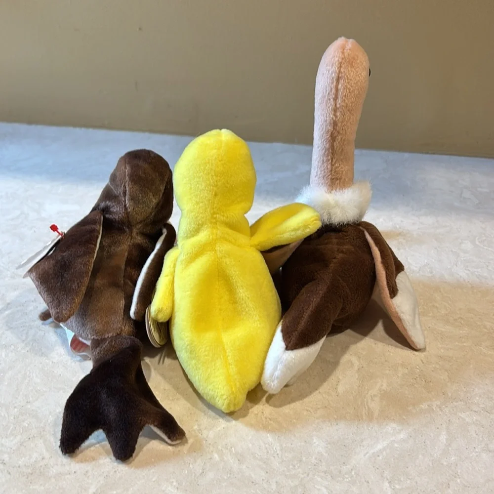 Ty Plush Bird Trio - Brown, Yellow, Red
